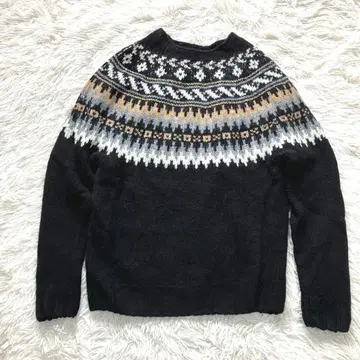 모리스 앤 선즈 니트 스웨터 울 노르딕 무늬 S 블랙