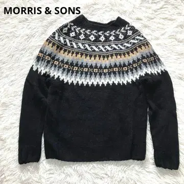 모리스 앤 선즈 니트 스웨터 울 노르딕 무늬 S 블랙