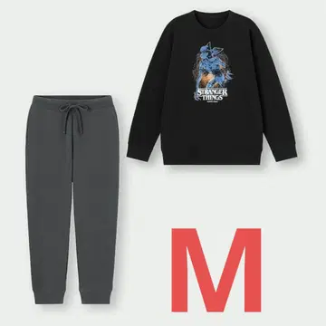 기묘한 이야기 x GU 데모고르곤 소프트 맨투맨 라운지 세트 M