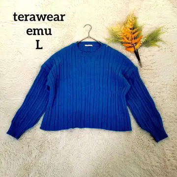 델라웨어에뮤 여성용 니트 (L) 아크릴 혼방 파랑 크루넥 풀오버