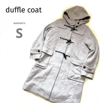 귀여운 새상품급 그레이 베이지 더플 코트 후드 부착 여성용 S