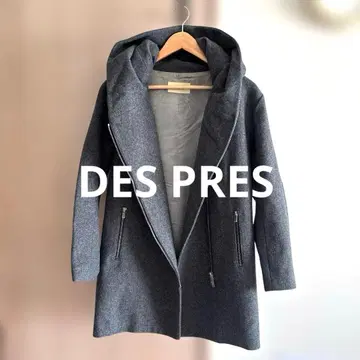 DES PRES 볼륨 옷깃 그레이 울 코트