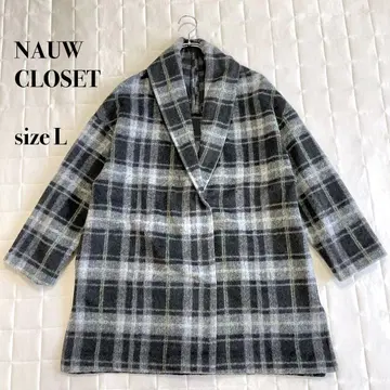 NAUW CLOSET 체크 무늬 코트 블랙 그레이 L~LL 사이즈