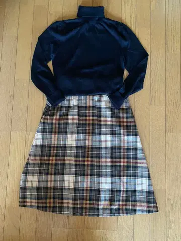 ships Lanificio Campore 체크 무늬 A라인 스커트