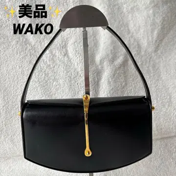 새상품급 WAKO 가죽 핸드백 블랙 금장 장식 포멀 백