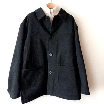 UNIQLO U 울 혼방 셔츠 자켓 다크 그레이 하프 코트