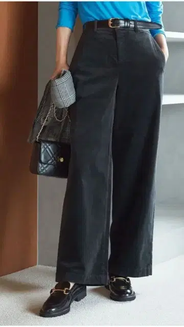 [ 세탁 가능 ] 23구 DENIM 벨벳 스트레치 와이드 팬츠 50