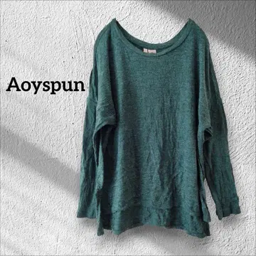 1점 한정 Aoyspun 그린 긴팔 티셔츠 [ M ] 상의 루즈한 사이즈