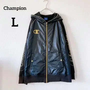 챔피온 점퍼 L 블랙 남성용 후드 부착 후드티 자수 135