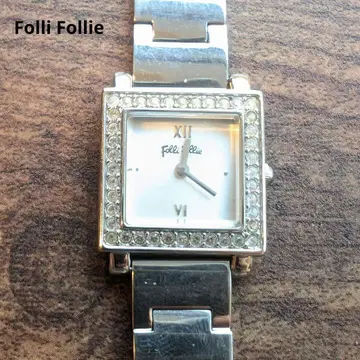 폴리폴리 손목시계 쿼츠 큐빅 실버 작동 중