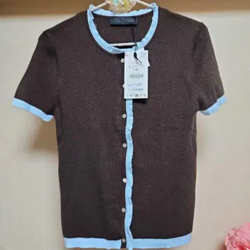 새상품 ZARA 대비 니트 숏 슬리브 자켓 L 반팔 니트