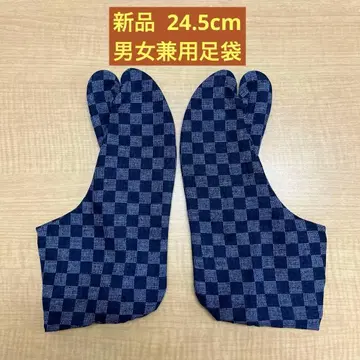 새상품 격자무늬 네이비 타비 24.5cm