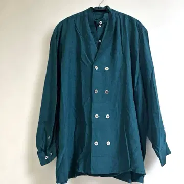 KOHSHONSATOH 다크 그린 더블 브레스트 긴팔 블라우스 GU 데님