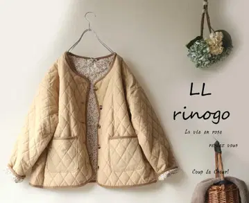 새상품 할인* LL 베이지 면 퀼팅 자켓 안쪽 미니 꽃무늬 빅 사이즈