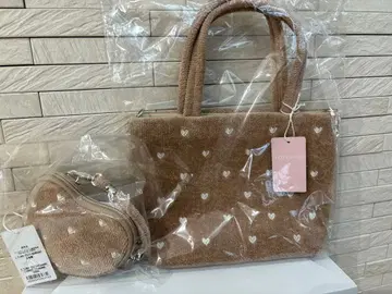 새상품 러브리 하트 토트백 하트형 파우치 베이지 세트