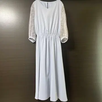 라이트 블루 레이스 소매 드레스