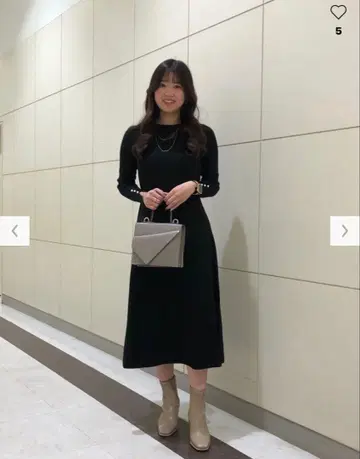 [ 새상품급 ] PLST 플라스테 백 펄 니트 원피스 블랙 M 사이즈