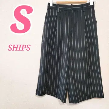 SHIPS 스트라이프 캐주얼 팬츠 S 가우초 팬츠 비즈니스 캐주얼