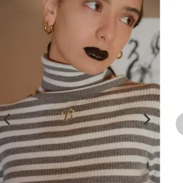 bibiy NANCY BORDER KNIT 니트 터틀넥