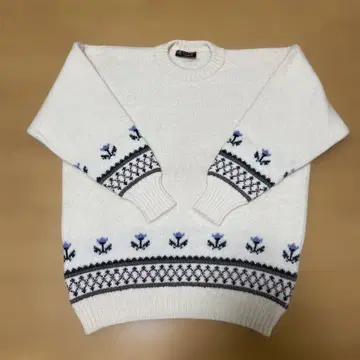 KOTARE 꽃무늬 니트 스웨터 긴팔 울 혼방