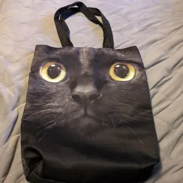 검은 고양이 얼굴 프린트 토트백 레어템