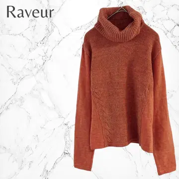 Raveur 울 혼방 터틀넥 루즈핏 일본제 포인트 컬러 니트 스웨터