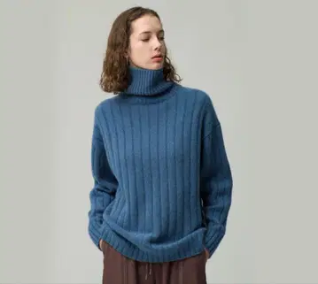 ebure 에부르 터틀넥 블루 론 헤르만 캐시미어 100%