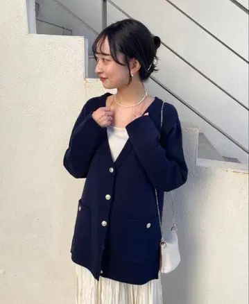 콜라주 개럴개런트 가디건 네이비