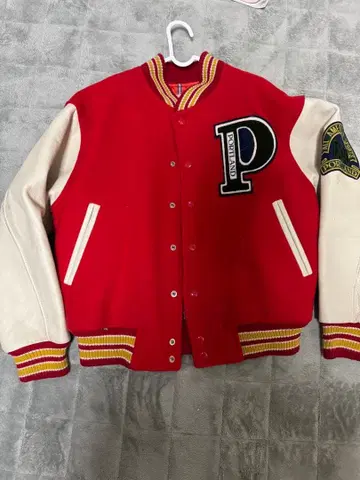 PORTLAND 바시티 자켓 울 가죽