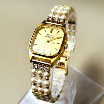 [ 작동품 ] 발콘 BALCON 골드 펄 큐빅 손목시계