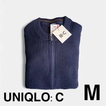 [ 새상품 ] 유니클로C 크루넥 풀 집업 가디건 네이비 M
