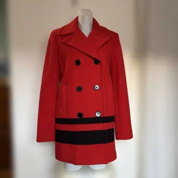 랄프 로렌 럭비 빨간색 울 더블 브레스트 코트