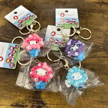 산리오 미야쿠미야쿠 변신 입체 마스코트 컬러 키링 파스텔 4종류