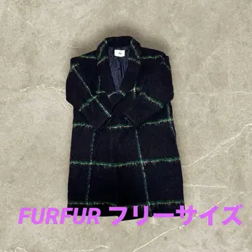 새상품급 FUR FUR 코트 스탠다드 체크