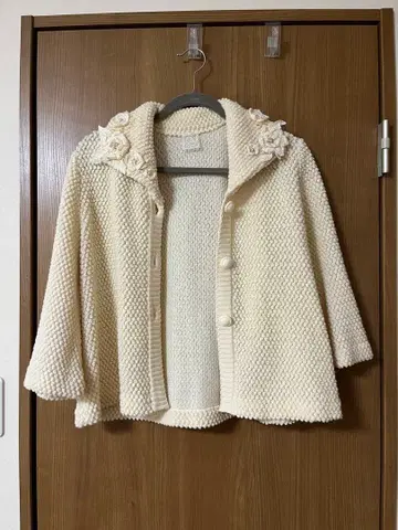 아이보리 플라워 모티브 가디건 자켓