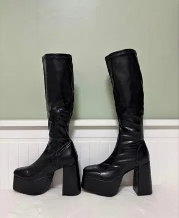 그레일 청키힐 가죽 롱 부츠[zr1136]