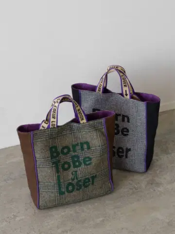 [ 새상품 ] intoxic. nouer 체크 디자인 로고 토트 백