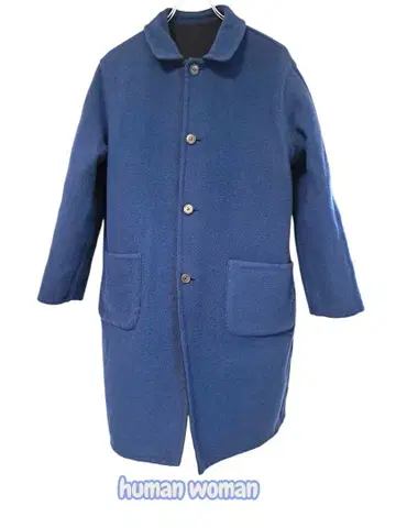 human woman 블루 네이비 리버서블 울 코트 M