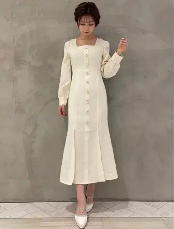 RESEXXY 트위드 머메이드 원피스 화이트