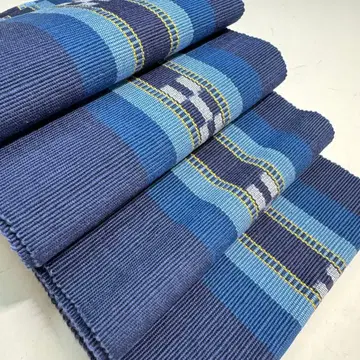 일본 의류 민서 직조 반폭 오비 블루 오키나와