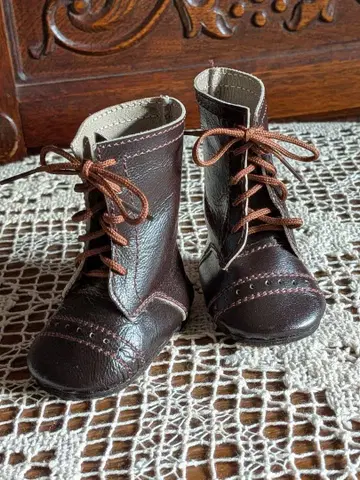 비스크 인형용 부츠 비스크 인형 신발 부츠 짙은 갈색 새상품급