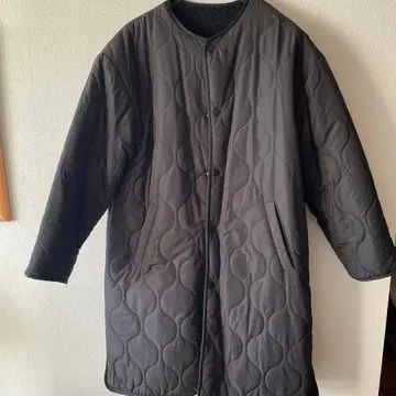 블랙 퀼팅 자켓 롱 기장