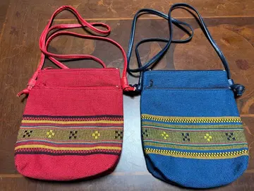오키나와 민서 직조 페어 사코슈 빨간색 파랑 2색 세트 숄더백