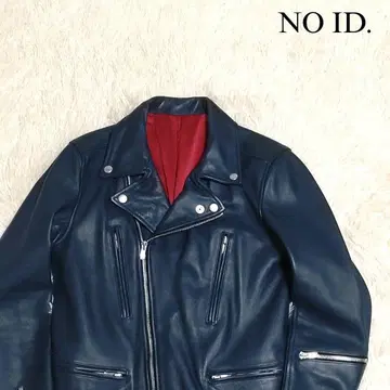 [레어] NO ID. 블루 카우 레더 더블 라이더스 자켓 파랑
