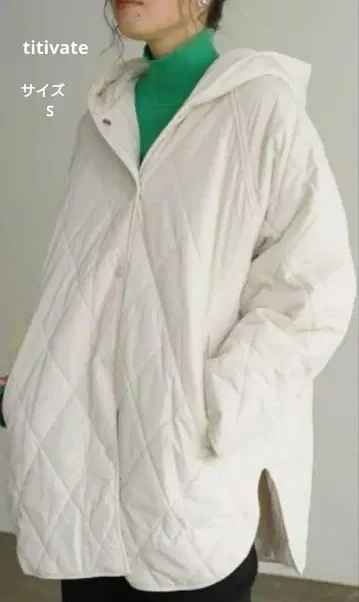 titivate 후데트 퀼팅 숏코트 아이보리 S