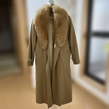 원단 실크 100% 베이지 실크 퍼 롱 코트