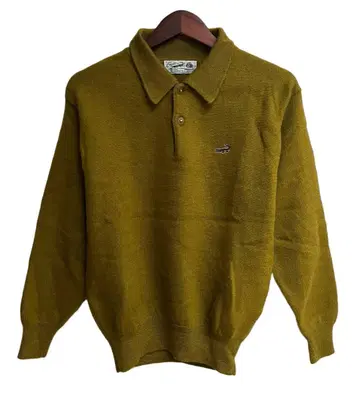 90s 크로커다일 카라 부착 니트 스웨터 하프 버튼 L