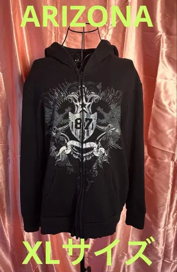 ARIZONA 블랙 그래픽 프린트 후드티