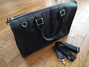 가죽 브리프 케이스 블랙 숄더 벨트 포함