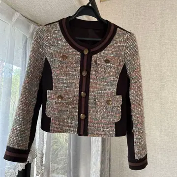 노카라 트위드 자켓 멀티 컬러